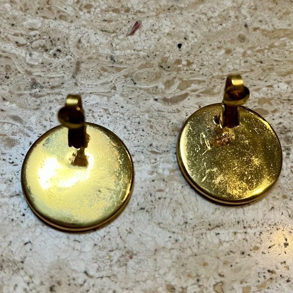 Vintage 30s Amira Japanese Damascene Earrings